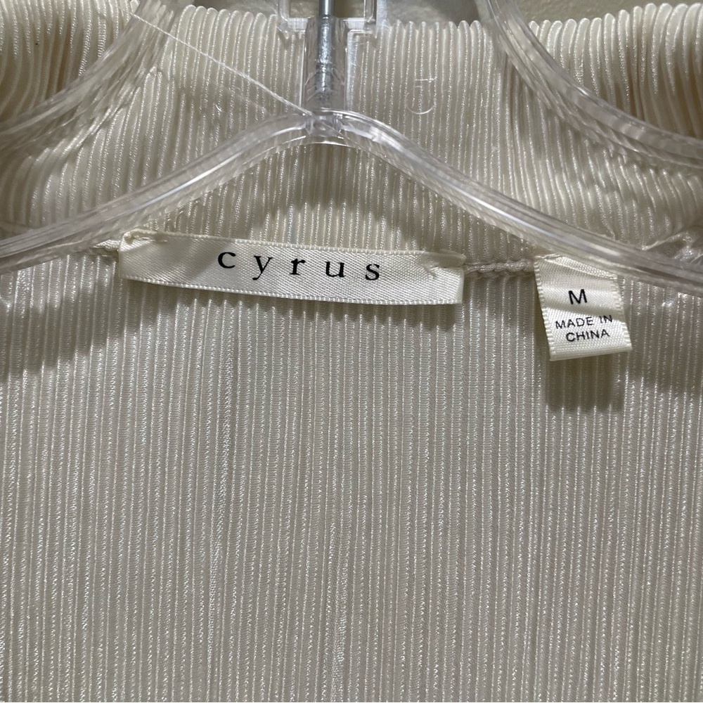 Cyrus Pleated Button Down Collared Shirt Ivory White Women’s Size Medium - Picture 7 of 8